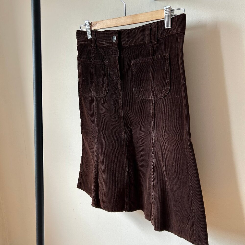 Dark Brown Corduroy Skirt Benetton
